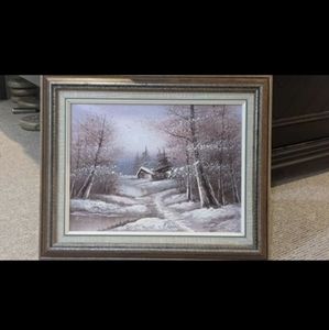 Hand painted photo with frame